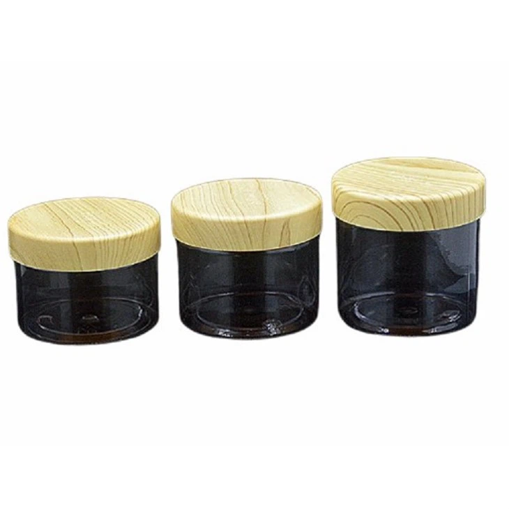 6 Oz PET Jar With Wood Grain Cap